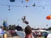 Dust Devil Makes Tourists' Stuff Fly Around