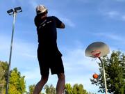 Guy Performs Basketball Trickshots